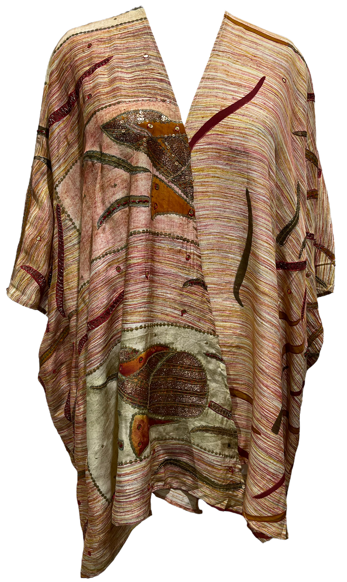 PRC2420 Pure Silk Cardigan - sariKNOTsari slow fashion bryn walker sorry not sorry linen Hamilton sustainable fashion gifts sari not sari Hamilton Fair trade  Ethical  Artisan made  Zero waste  Up-cycled Slow Fashion  Handmade  GTA Toronto Copper Pure Upcycled vintage silk handmade recycled recycle copper pure silk travel clothing hamilton vacation cruisewear resortwear bathing suit bathingsuit vacation etsy silk clothing gifts gift dress top pants linen bryn walker alive intentions kaarigar elephants