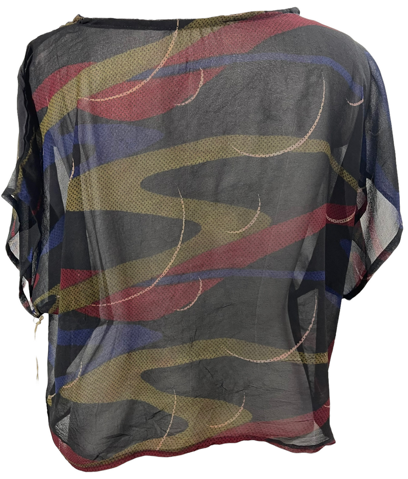 PRG1434 Chorus Sheer Pure Silk Boxy Top - sariKNOTsari slow fashion bryn walker linen Hamilton sustainable fashion gifts sari not sari Hamilton Fair trade  Ethical  Artisan made  Zero waste  Up-cycled Slow Fashion  Handmade  GTA Toronto Copper Pure Upcycled vintage silk handmade recycled recycle copper pure silk travel clothing hamilton vacation cruisewear resortwear bathing suit bathingsuit vacation etsy silk clothing gifts gift dress top pants linen bryn walker alive intentions kaarigar elephants