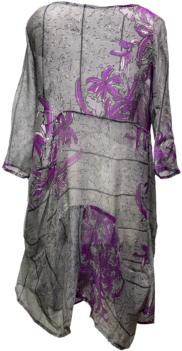Mavis Doering Sheer Sculptural Silk Long Tunic Dress