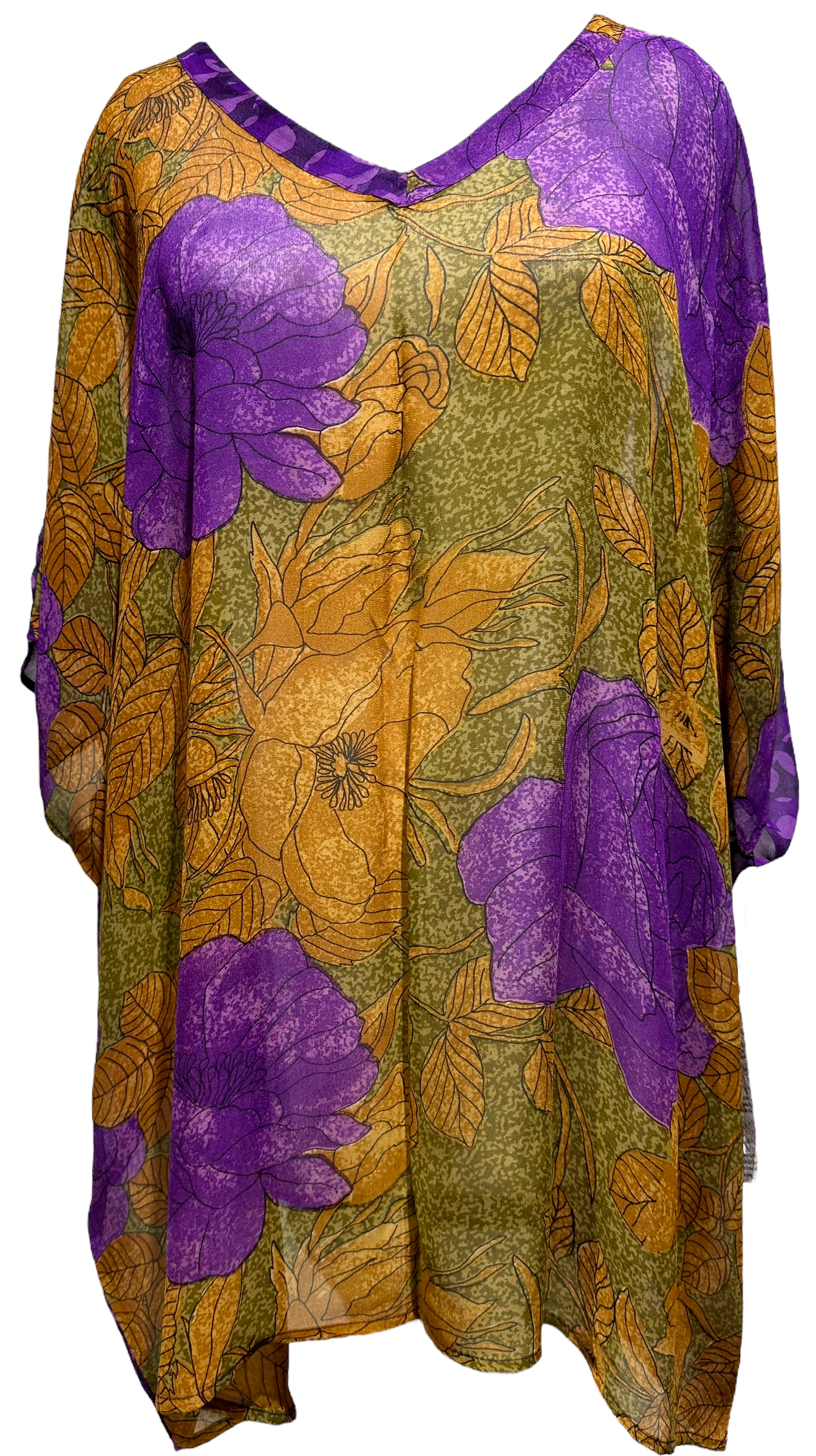 Frances Blakemore Sheer Avatar Pure Silk Short Kaftan Tunic