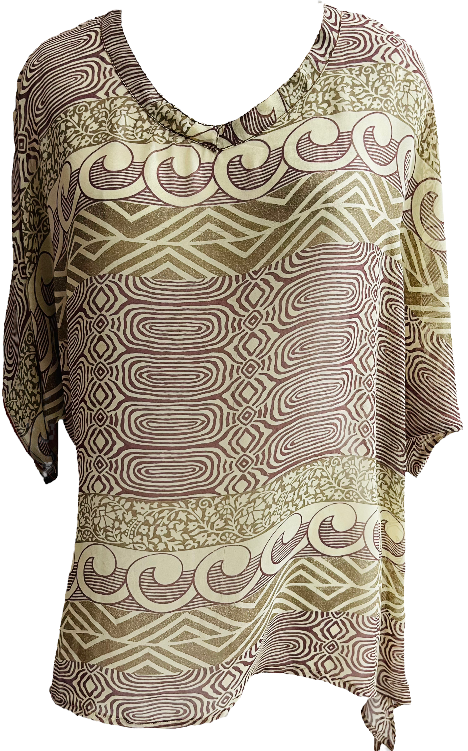 Caribou Sheer Avatar Pure Silk Long Tunic with Side Ties