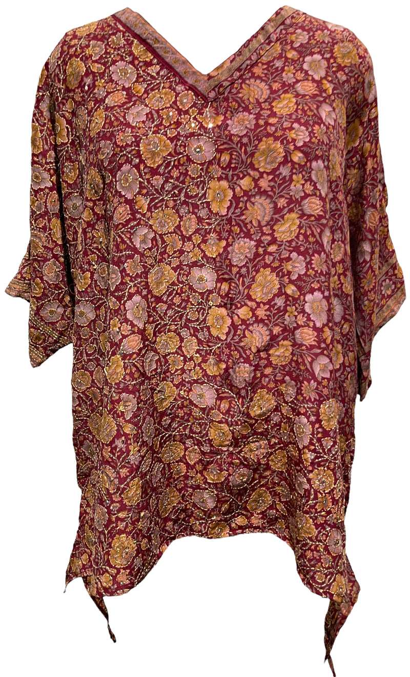 PRC3194 Mary Evans Pure Silk Long Tunic with Side Ties