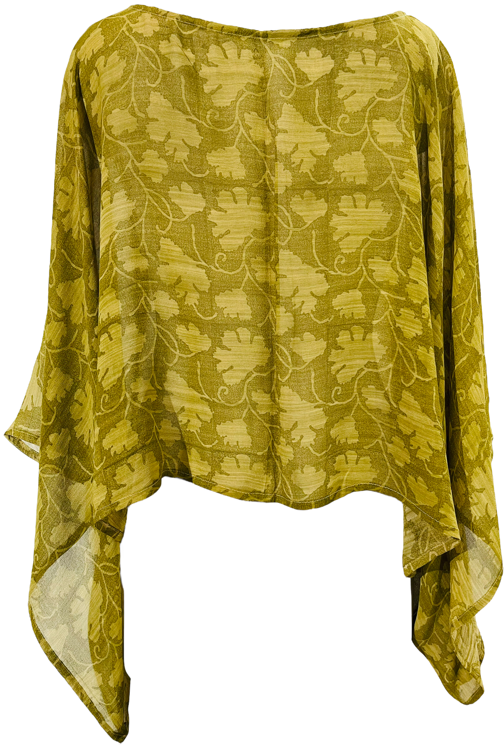 PRG1474 Corambis Sheer Avatar Pure Silk Kimono-Sleeved Top