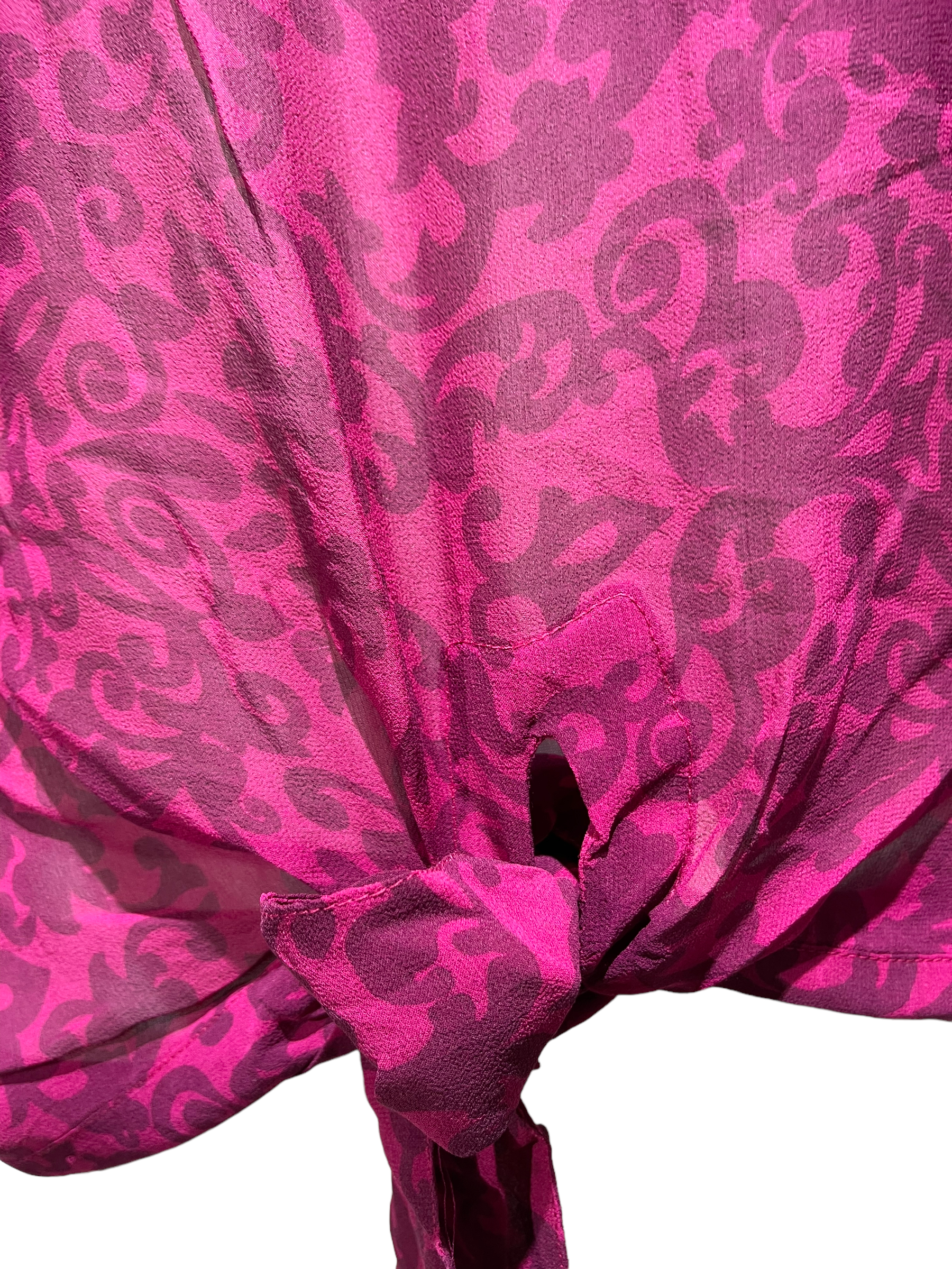 Elena Skuin Sheer Avatar Pure Silk Front Tie Top