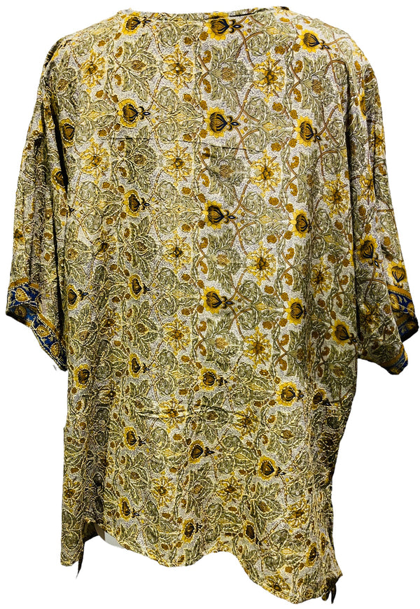 PRC3211 Sofia Areal Pure Silk Long Tunic with Side Ties