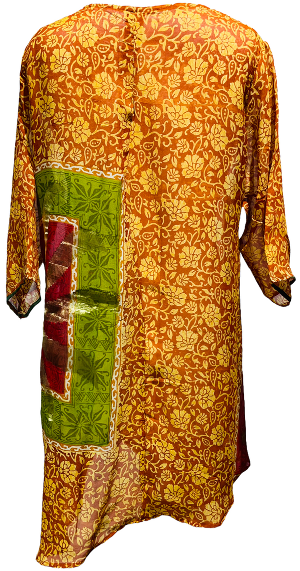 Tove Jansson Sheer Pure Silk Self Pocket Tunic Dress