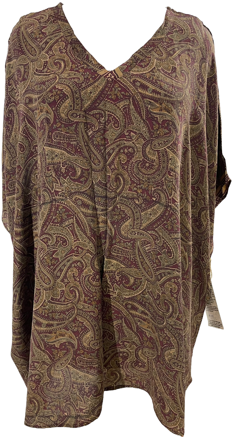 PRC1143 Mark Pure Silk Short Kaftan Tunic - sariKNOTsari slow fashion bryn walker linen Hamilton sustainable fashion gifts sari not sari Hamilton Fair trade  Ethical  Artisan made  Zero waste  Up-cycled Slow Fashion  Handmade  GTA Toronto Copper Pure Upcycled vintage silk handmade recycled recycle copper pure silk travel clothing hamilton vacation cruisewear resortwear bathing suit bathingsuit vacation etsy silk clothing gifts gift dress top pants linen bryn walker alive intentions kaarigar elephants