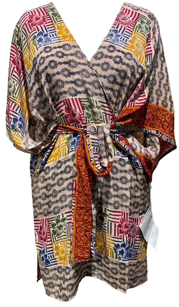 PRC1877 Allen's Gallinule Avatar Pure Silk Kimono-Sleeved Jacket with Belt