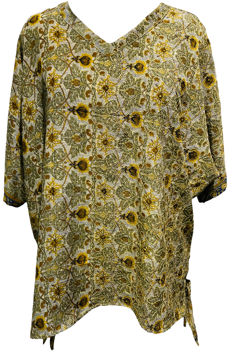 PRC3211 Sofia Areal Pure Silk Long Tunic with Side Ties