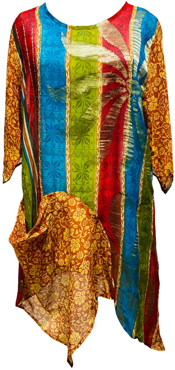 Tove Jansson Sheer Pure Silk Self Pocket Tunic Dress