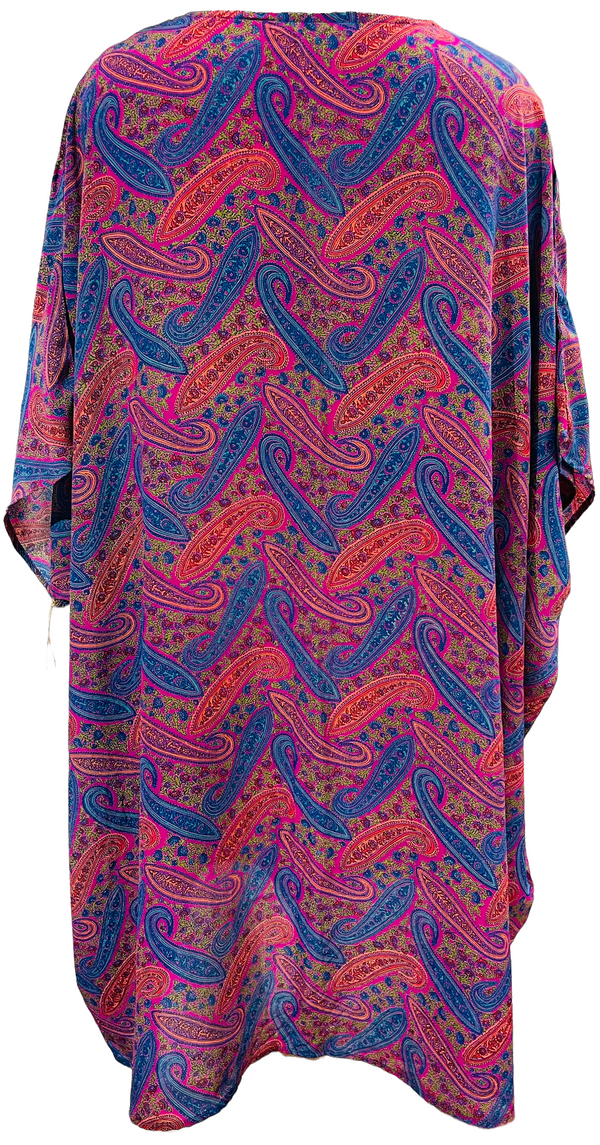 PRC1416 Abhorson Pure Silk Midi Length Kaftan - sariKNOTsari slow fashion bryn walker linen Hamilton sustainable fashion gifts sari not sari Hamilton Fair trade  Ethical  Artisan made  Zero waste  Up-cycled Slow Fashion  Handmade  GTA Toronto Copper Pure Upcycled vintage silk handmade recycled recycle copper pure silk travel clothing hamilton vacation cruisewear resortwear bathing suit bathingsuit vacation etsy silk clothing gifts gift dress top pants linen bryn walker alive intentions kaarigar elephants