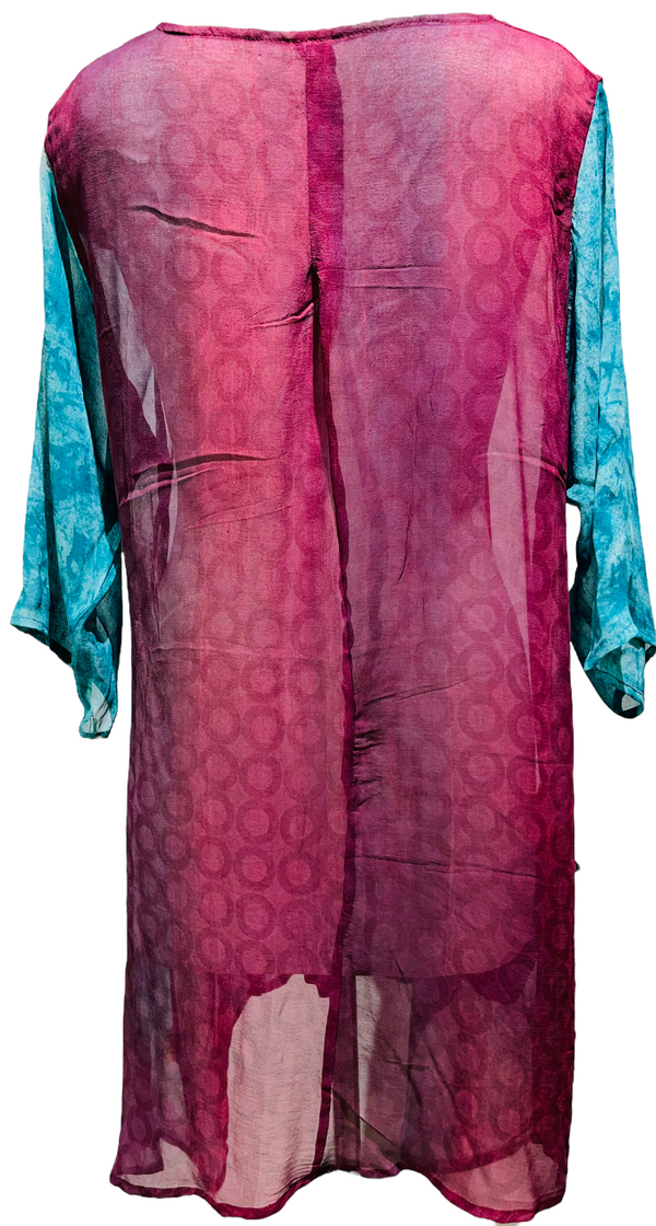 Blanche Grambs Sheer Pure Silk Self Pocket Tunic Dress