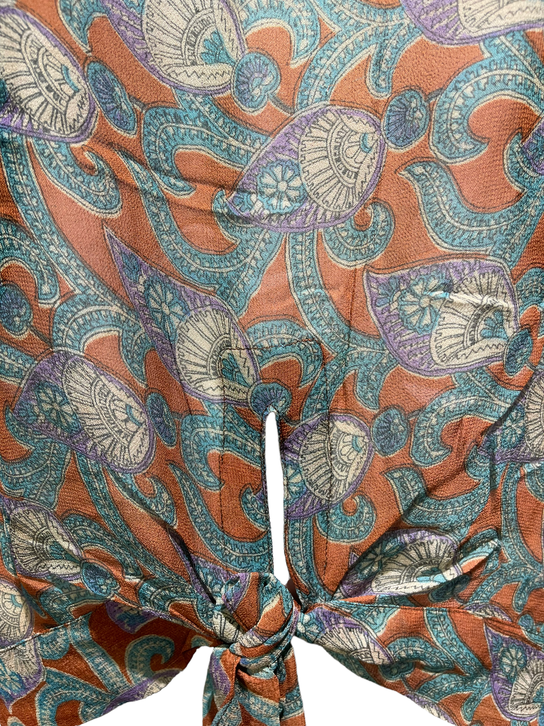 Emmy Bridgewater Sheer Avatar Pure Silk Front Tie Top