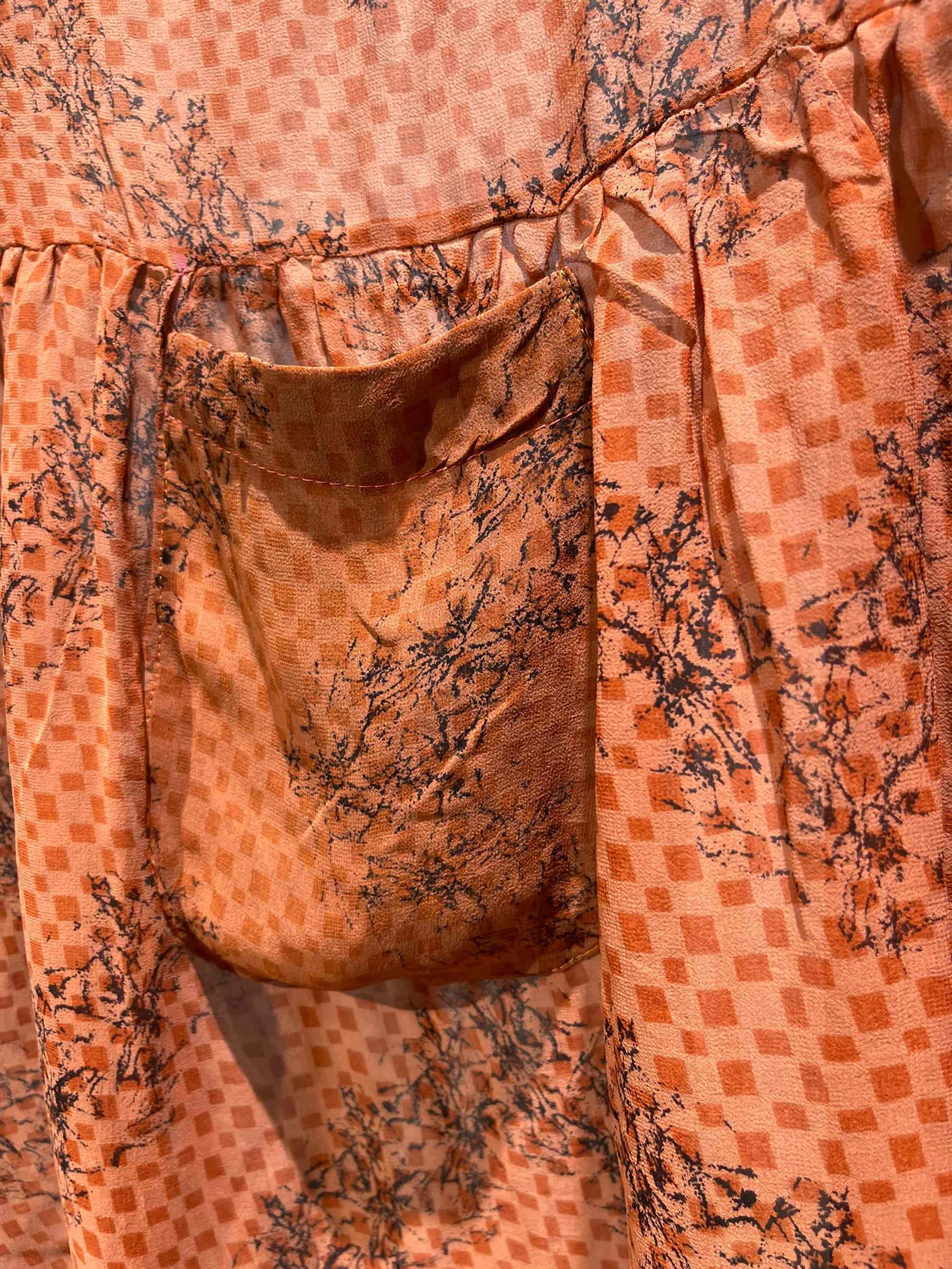 PRG2305 Eastern Bronze-Naped Pigeon Sheer Avatar Pure Silk Boxy Babydoll Dress