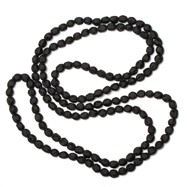 Black Extra Long Fabric Ball Necklace