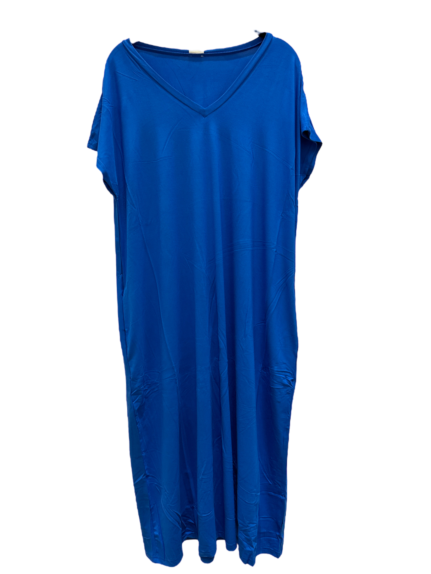 Deep Sky Blue Bamboo Long T-Shirt Dress