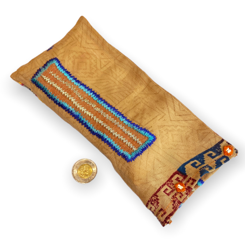 Stella Pure Silk Meditation Eye Pillow - sariKNOTsari slow fashion bryn walker linen Hamilton sustainable fashion gifts sari not sari Hamilton Fair trade  Ethical  Artisan made  Zero waste  Up-cycled Slow Fashion  Handmade  GTA Toronto Copper Pure Upcycled vintage silk handmade recycled recycle copper pure silk travel clothing hamilton vacation cruisewear resortwear bathing suit bathingsuit vacation etsy silk clothing gifts gift dress top pants linen bryn walker alive intentions kaarigar elephants
