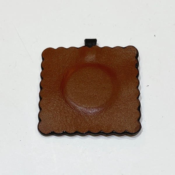 Brown Square Reversible Scrap Leather Magnet Brooch