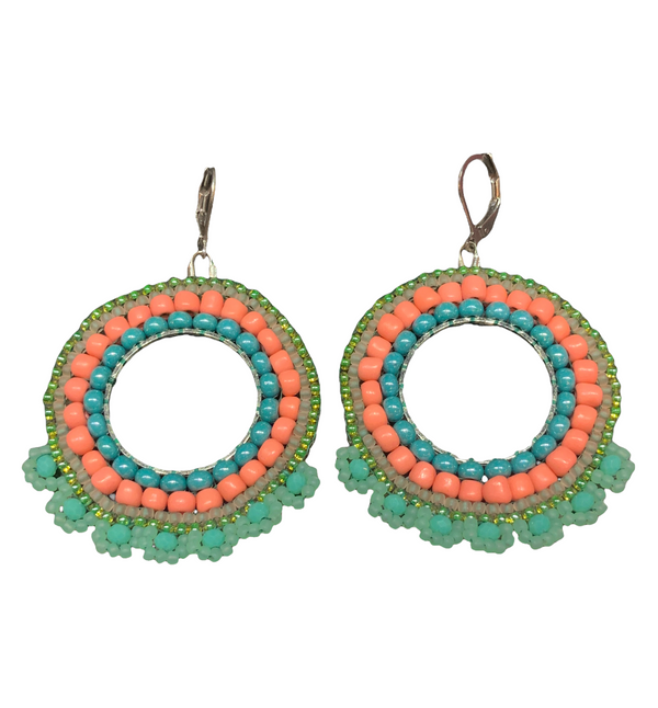 Springtime Floral Hoop Earrings - sariKNOTsari slow fashion bryn walker sorry not sorry linen Hamilton sustainable fashion gifts sari not sari Hamilton Fair trade  Ethical  Artisan made  Zero waste  Up-cycled Slow Fashion  Handmade  GTA Toronto Copper Pure Upcycled vintage silk handmade recycled recycle copper pure silk travel clothing hamilton vacation cruisewear resortwear bathing suit bathingsuit vacation etsy silk clothing gifts gift dress top pants linen bryn walker alive intentions kaarigar elephants