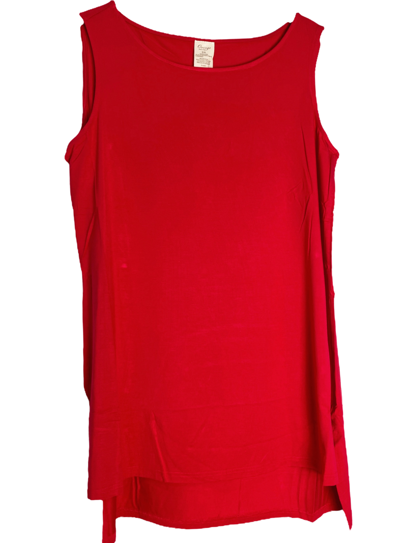 Red Bamboo Hi Lo Tank Top - sariKNOTsari slow fashion bryn walker linen Hamilton sustainable fashion gifts sari not sari Hamilton Fair trade  Ethical  Artisan made  Zero waste  Up-cycled Slow Fashion  Handmade  GTA Toronto Copper Pure Upcycled vintage silk handmade recycled recycle copper pure silk travel clothing hamilton vacation cruisewear resortwear bathing suit bathingsuit vacation etsy silk clothing gifts gift dress top pants linen bryn walker alive intentions kaarigar elephants