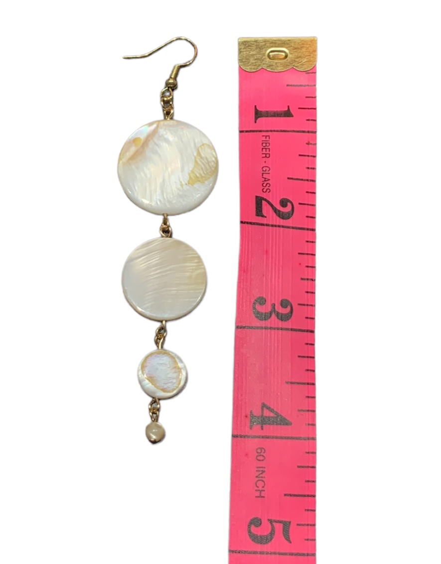 Shell Chandelier 4 Tier Earrings - Goldtone with short bead