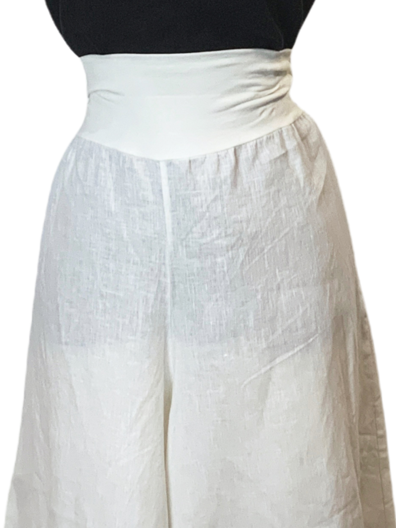 White Bryn Walker Light Linen Ella Pants - sariKNOTsari slow fashion bryn walker linen Hamilton sustainable fashion gifts sari not sari Hamilton Fair trade  Ethical  Artisan made  Zero waste  Up-cycled Slow Fashion  Handmade  GTA Toronto Copper Pure Upcycled vintage silk handmade recycled recycle copper pure silk travel clothing hamilton vacation cruisewear resortwear bathing suit bathingsuit vacation etsy silk clothing gifts gift dress top pants linen bryn walker alive intentions kaarigar elephants