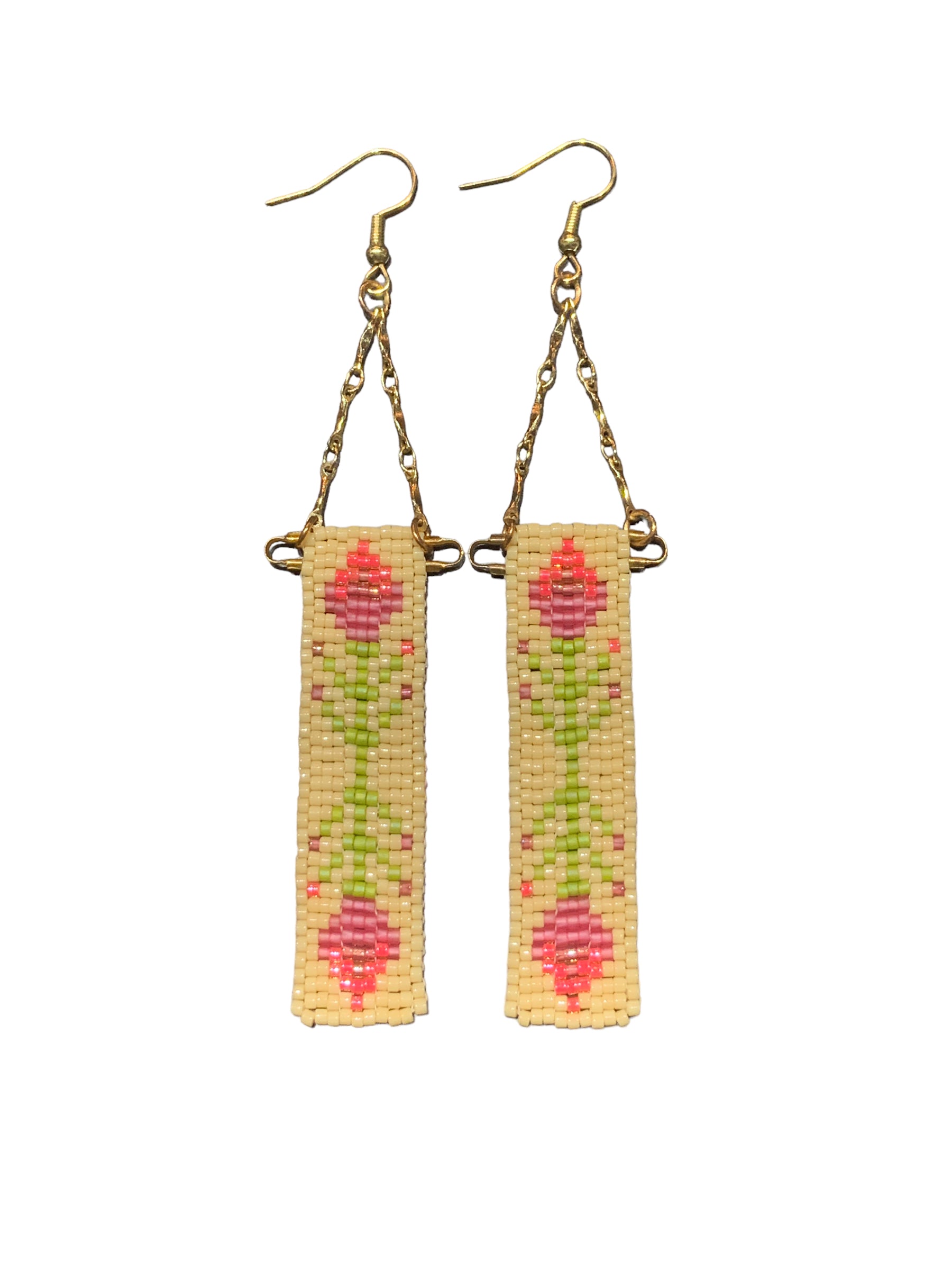Pink Florals Tapestry Earrings