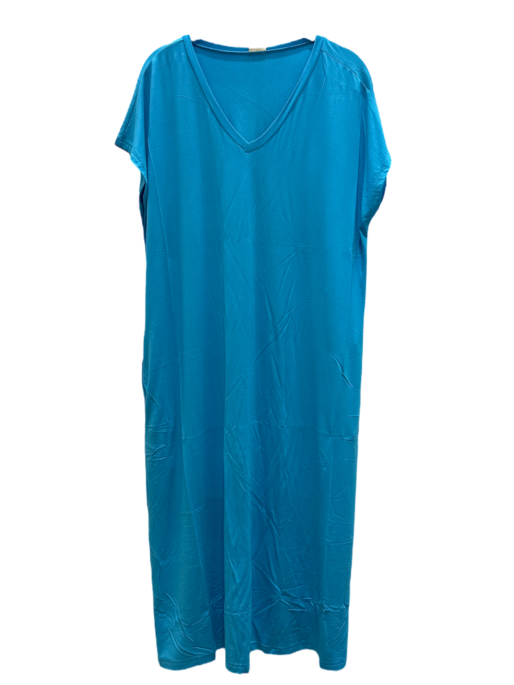 Turquoise Bamboo Long T-Shirt Dress