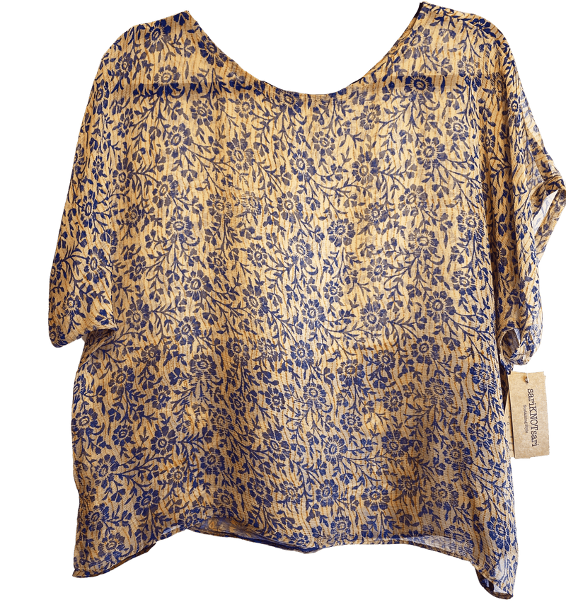 Minuet Sheer Pure Silk Boxy Top - sariKNOTsari slow fashion bryn walker sorry not sorry linen Hamilton sustainable fashion gifts sari not sari Hamilton Fair trade  Ethical  Artisan made  Zero waste  Up-cycled Slow Fashion  Handmade  GTA Toronto Copper Pure Upcycled vintage silk handmade recycled recycle copper pure silk travel clothing hamilton vacation cruisewear resortwear bathing suit bathingsuit vacation etsy silk clothing gifts gift dress top pants linen bryn walker alive intentions kaarigar elephants