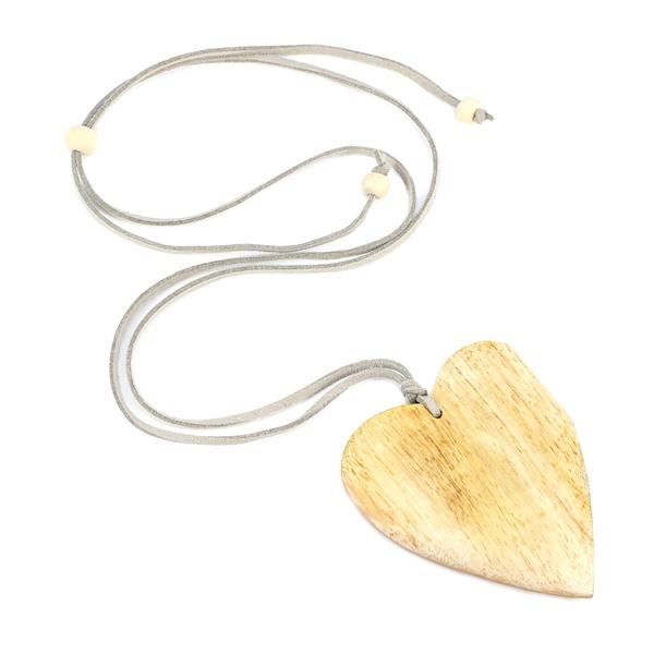 White Simple Wooden Heart  Necklace - sariKNOTsari slow fashion bryn walker linen Hamilton sustainable fashion gifts sari not sari Hamilton Fair trade  Ethical  Artisan made  Zero waste  Up-cycled Slow Fashion  Handmade  GTA Toronto Copper Pure Upcycled vintage silk handmade recycled recycle copper pure silk travel clothing hamilton vacation cruisewear resortwear bathing suit bathingsuit vacation etsy silk clothing gifts gift dress top pants linen bryn walker alive intentions kaarigar elephants